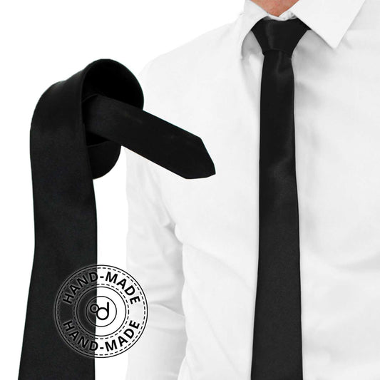 Corbata Estrecha Unisex sin Estampado Satinado para Celebraciones y Eventos 100% Poliéster Negro