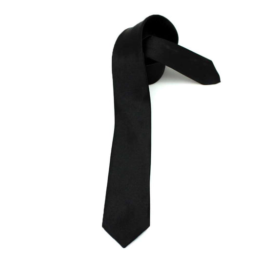 Corbata Estrecha Unisex sin Estampado Satinado para Celebraciones y Eventos 100% Poliéster Negro