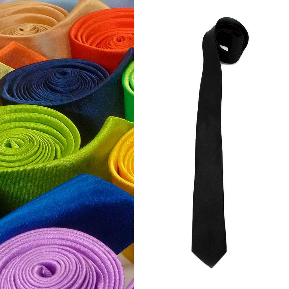 Corbata Estrecha Unisex sin Estampado Satinado para Celebraciones y Eventos 100% Poliéster Negro