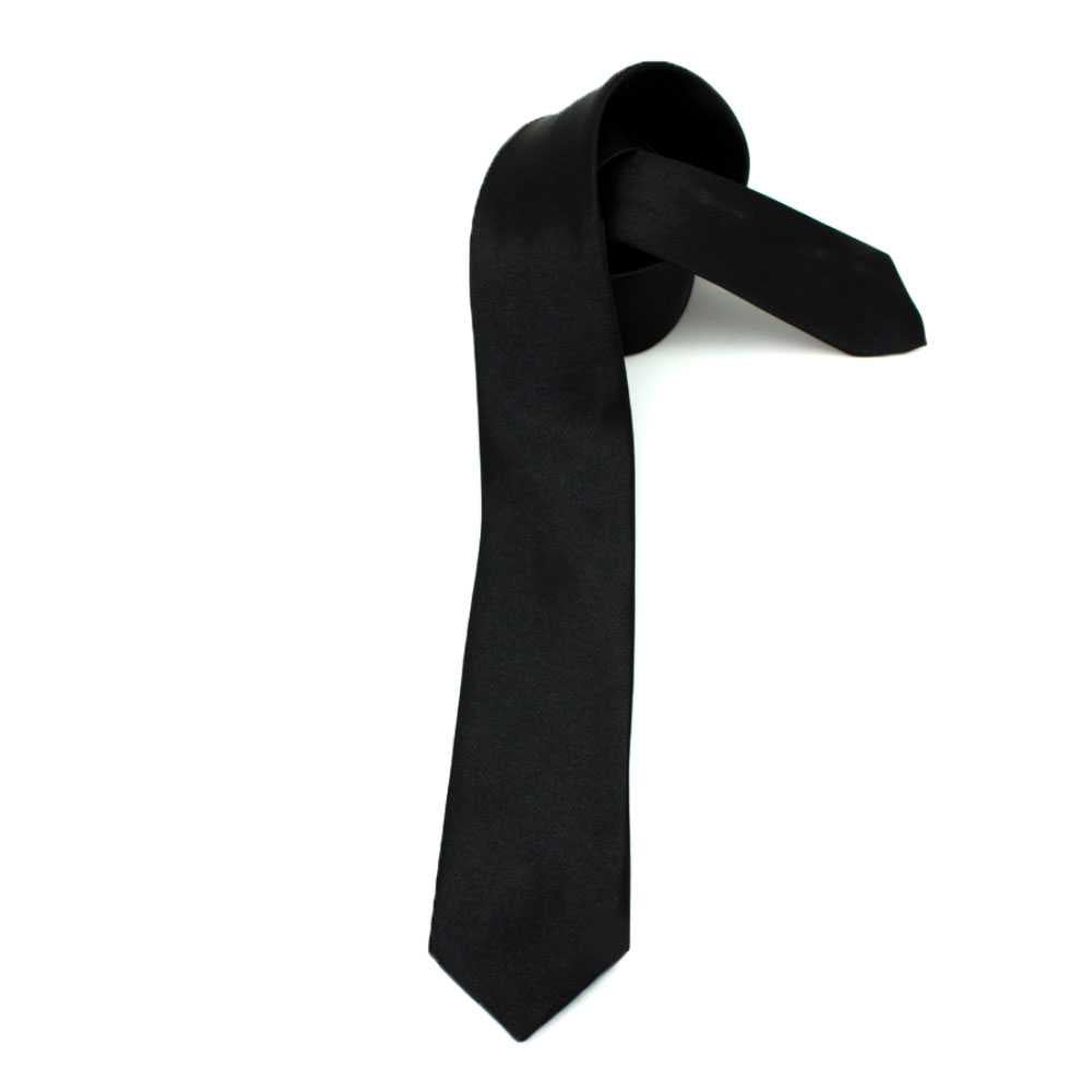 Corbata Estrecha Unisex sin Estampado Satinado para Celebraciones y Eventos 100% Poliéster Negro