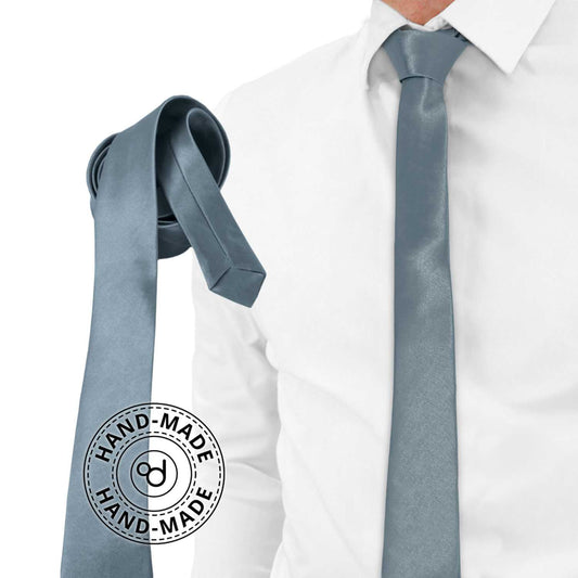 Corbata Estrecha Unisex sin Estampado Satinado Gris Claro para Celebraciones y Eventos 100% Poliéster