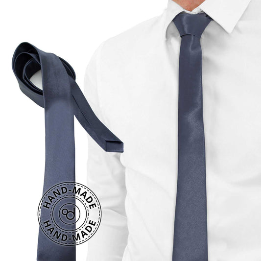 Corbata Estrecha Unisex sin Estampado Satinado Gris para Celebraciones y Eventos 100% Poliéster