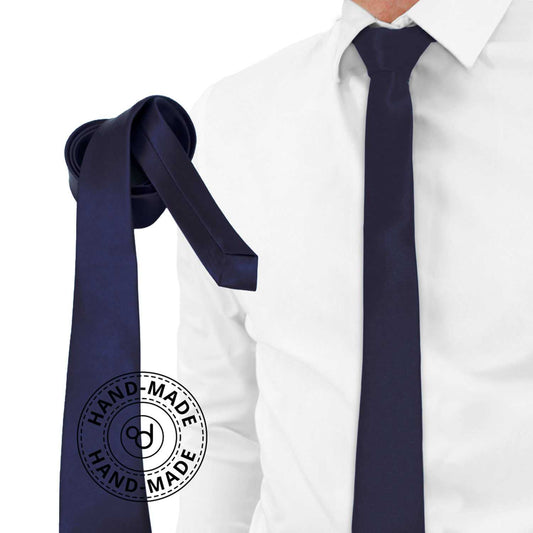Corbata Estrecha Unisex sin Estampado Satinado Azul Oscuro para Celebraciones y Eventos 100% Poliéster