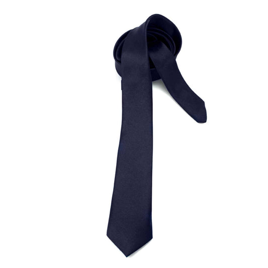 Corbata Estrecha Unisex sin Estampado Satinado Azul Oscuro para Celebraciones y Eventos 100% Poliéster