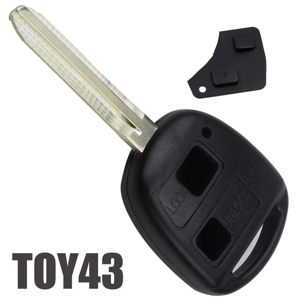 Carcasa Funda Llave Mando con Espadín y Goma de 2 Botones Compatible con Toyota Yaris Rav4 Corolla Celica Aygo Toy43