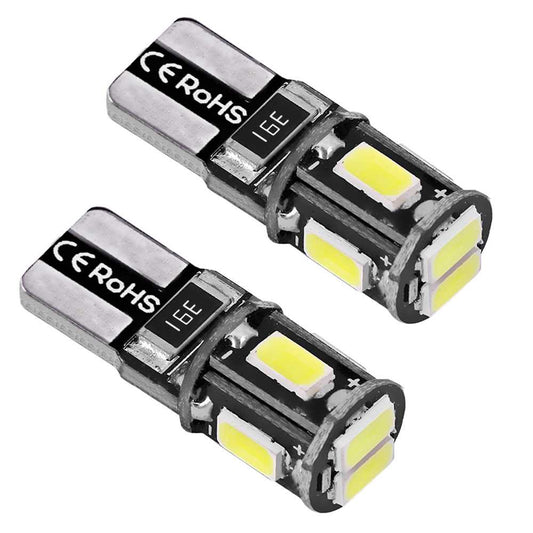 2 x Bombillas 6 LED 5730 SMD CANBUS T10 W5W Posicion Bombilla Blanco