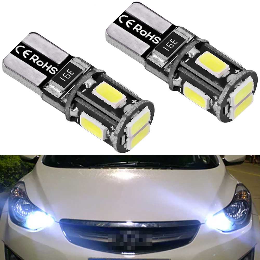 2 x Bombillas 6 LED 5730 SMD CANBUS T10 W5W Posicion Bombilla Blanco