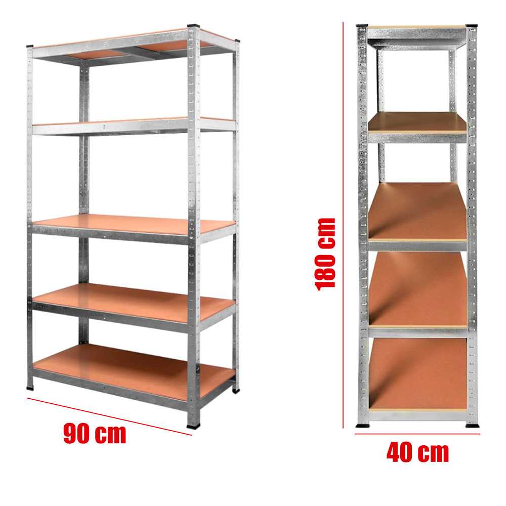 Estanteria Metalica Galvanizada Soporta hasta 875kg 5 Baldas 180 x 90 x 40cm Ideal Garaje