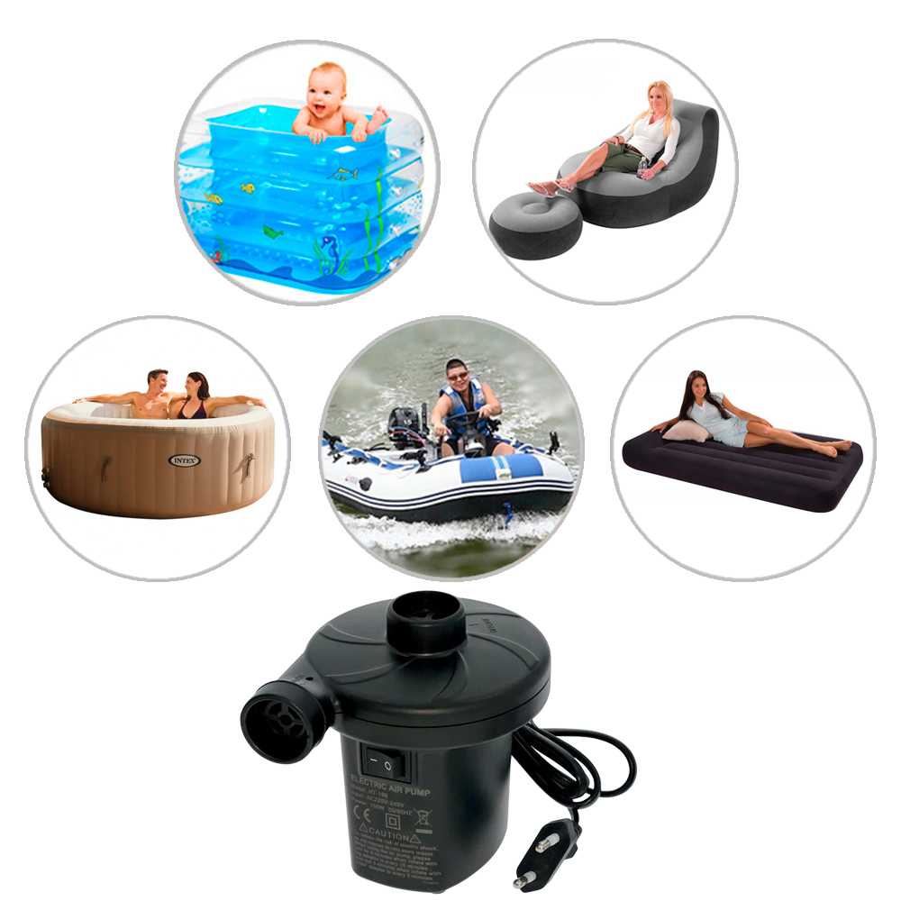 Inflador Electrico Hinchador Bomba Aire Mini Compresor Colchon Hinchable Negro