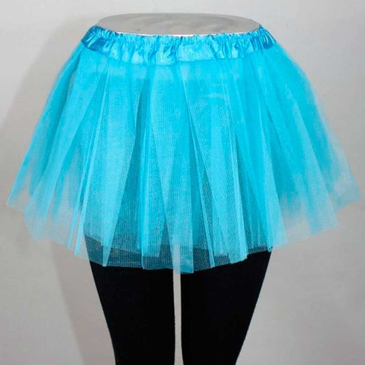 Tutu Elástico de Tul 3 Capas Falda Ballet Danza Disfraz Cosplay Princesa con Goma Elástica para Niñas Bebes Azul