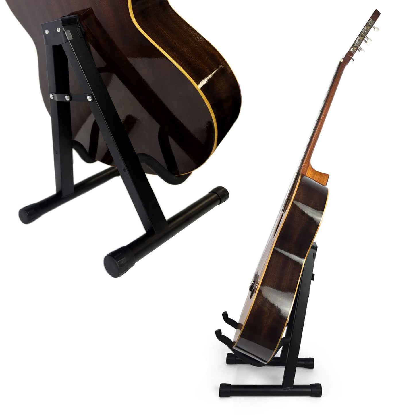 Soporte Universal Plegable de Suelo Metálico para Guitarra Acústica Eléctrica Clásica Española Tacos Goma Negro
