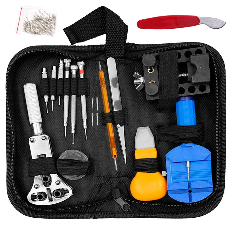 Kit de 13 Herramientas 144 Piezas para Reloj Estuche Negro