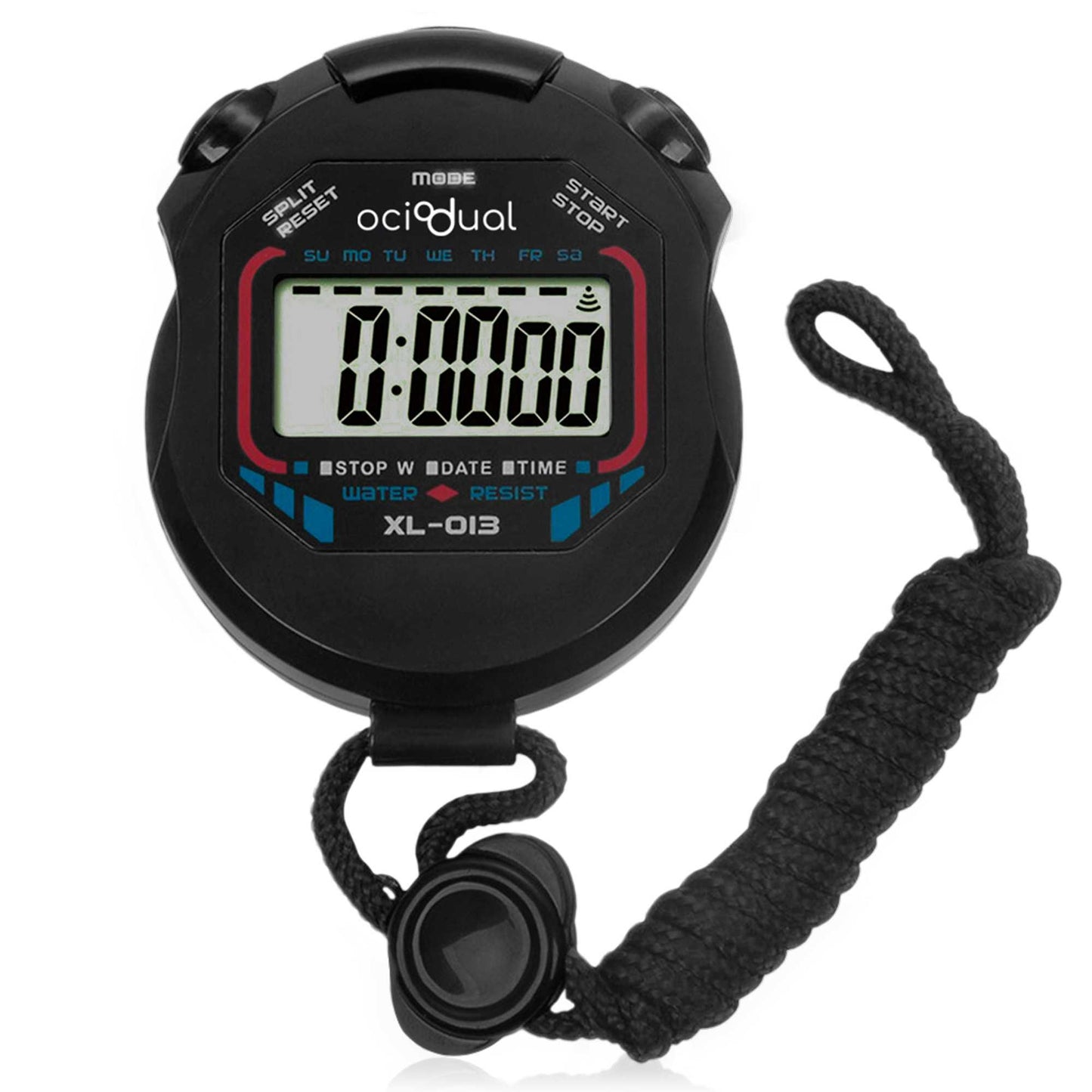 Cronometro Digital Deportivo Reloj Alarma XL-013 Negro Pantalla LCD Luz con Correa para Atletismo Natacion