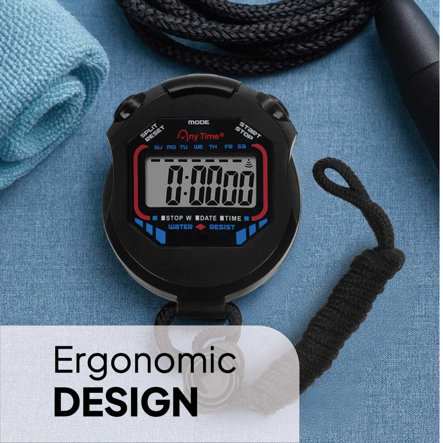 Cronometro Digital Deportivo Reloj Alarma XL-013 Negro Pantalla LCD Luz con Correa para Atletismo Natacion