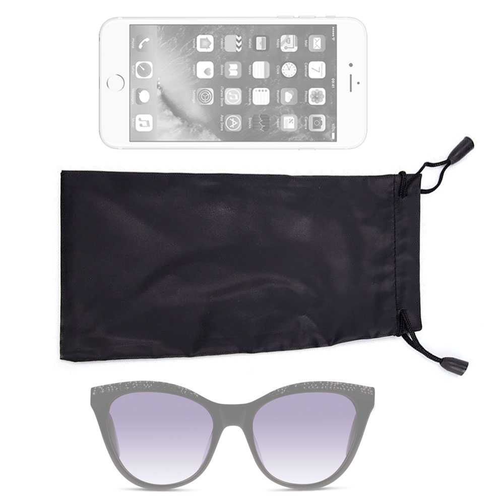 2x Fundas Bolsas Blandas Tela para Gafas de Sol Telefono Movil Smartphone Negras