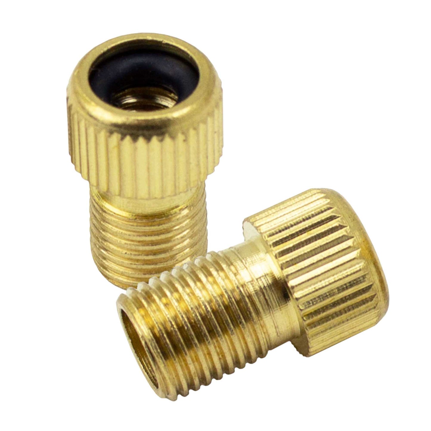 2x Adaptador para Valvula Bicicleta de Montaña Moto Ciclismo Inflado de Presta a Schrader de Pequeña a Grande Dorado
