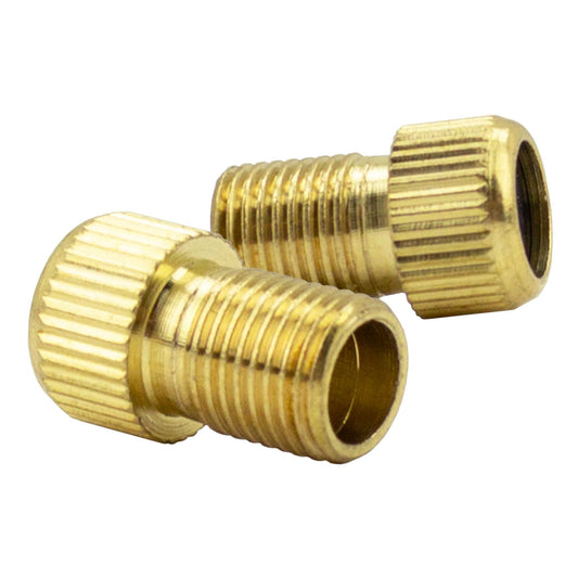 2x Adaptador para Valvula Bicicleta de Montaña Moto Ciclismo Inflado de Presta a Schrader de Pequeña a Grande Dorado