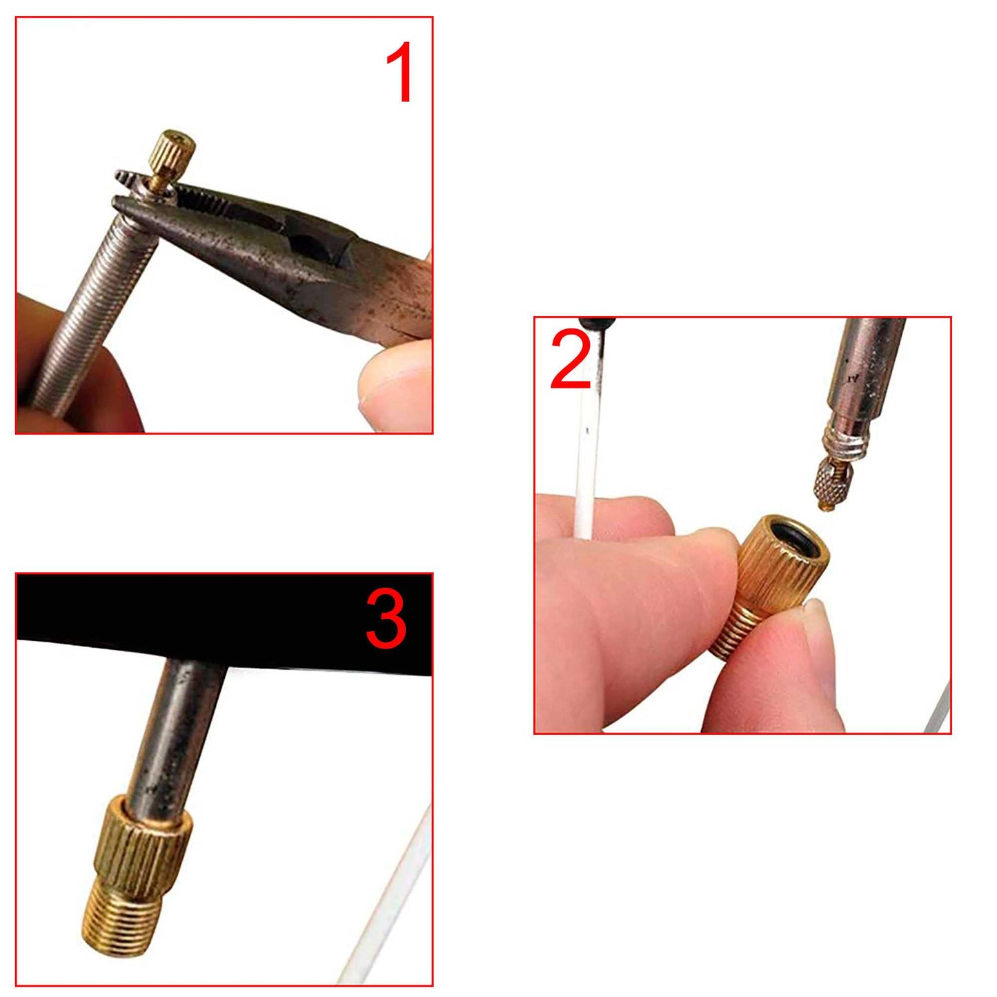 2x Adaptador para Valvula Bicicleta de Montaña Moto Ciclismo Inflado de Presta a Schrader de Pequeña a Grande Dorado