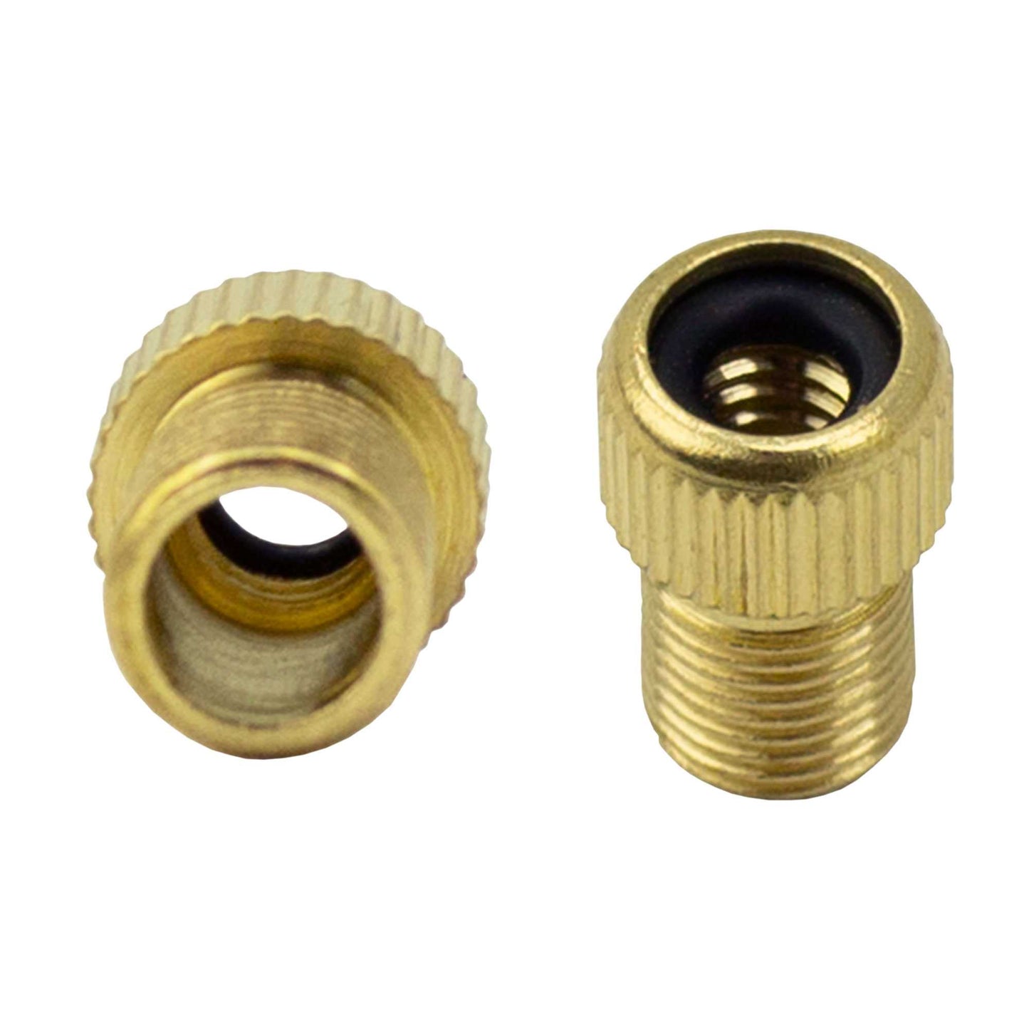 2x Adaptador para Valvula Bicicleta de Montaña Moto Ciclismo Inflado de Presta a Schrader de Pequeña a Grande Dorado