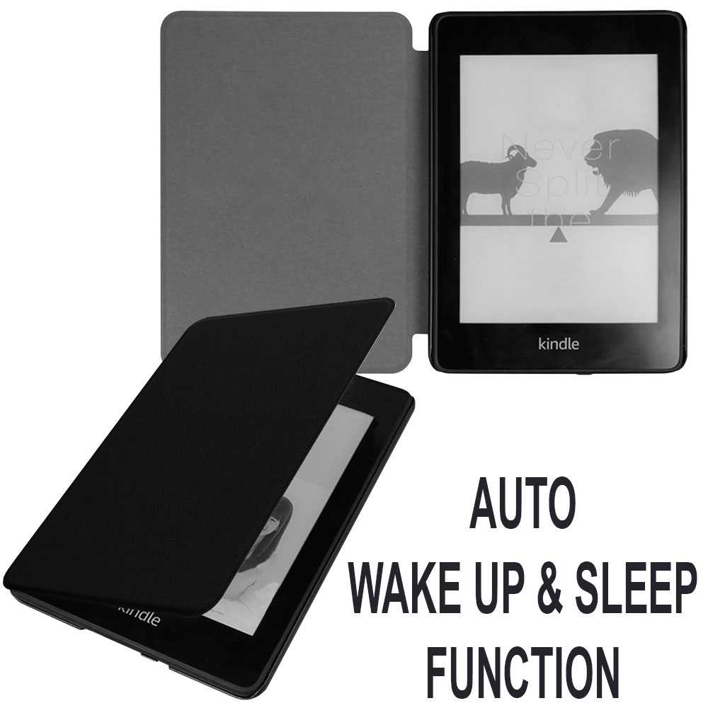 Funda Libro con Tapa para Amazon Kindle Paperwhite Gen.10 2019 Resistente al Agua Negra Función Suspensión E-book