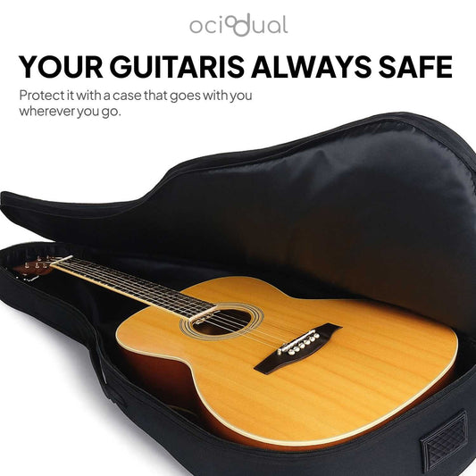 OcioDual Funda Guitarra Española, Funda Guitarra Acustica, Mochila con Bolsillo Exterior y Asa de Transporte, Acolchada, Base de