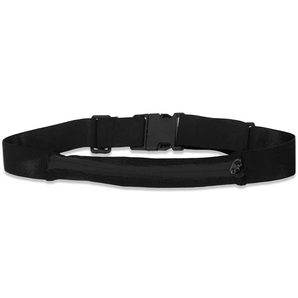 Riñonera Deportiva Negra Bolsa de Cintura con Cremallera Individual Simple 1 Bolsillo Cinturon Ajustable Banda
