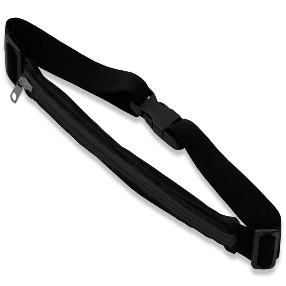 Riñonera Deportiva Negra Bolsa de Cintura con Cremallera Individual Simple 1 Bolsillo Cinturon Ajustable Banda