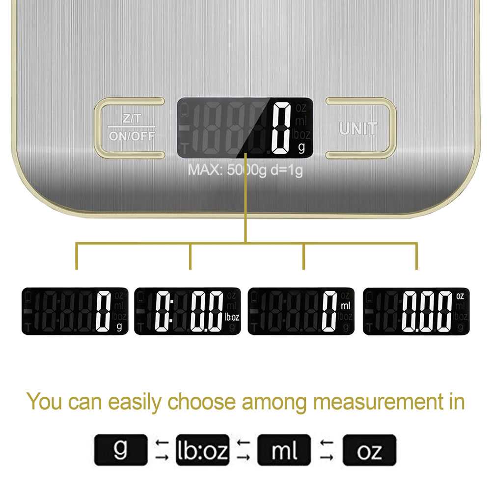 Bascula de Cocina Digital Peso Electronico de Precision LCD Pesa 5gr a 5 Kg Gris