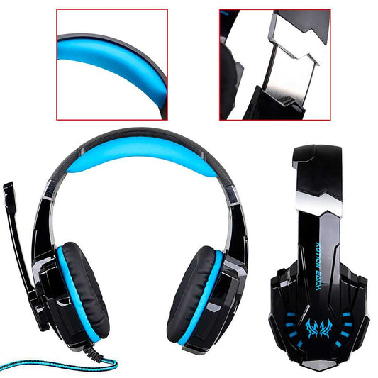 Auriculares Gaming G9000 Estéreo Micrófono Juego Luz LED Para PC PS4 Xbox Azul Headset Noise Cancelling Over Ear Headphones Mic