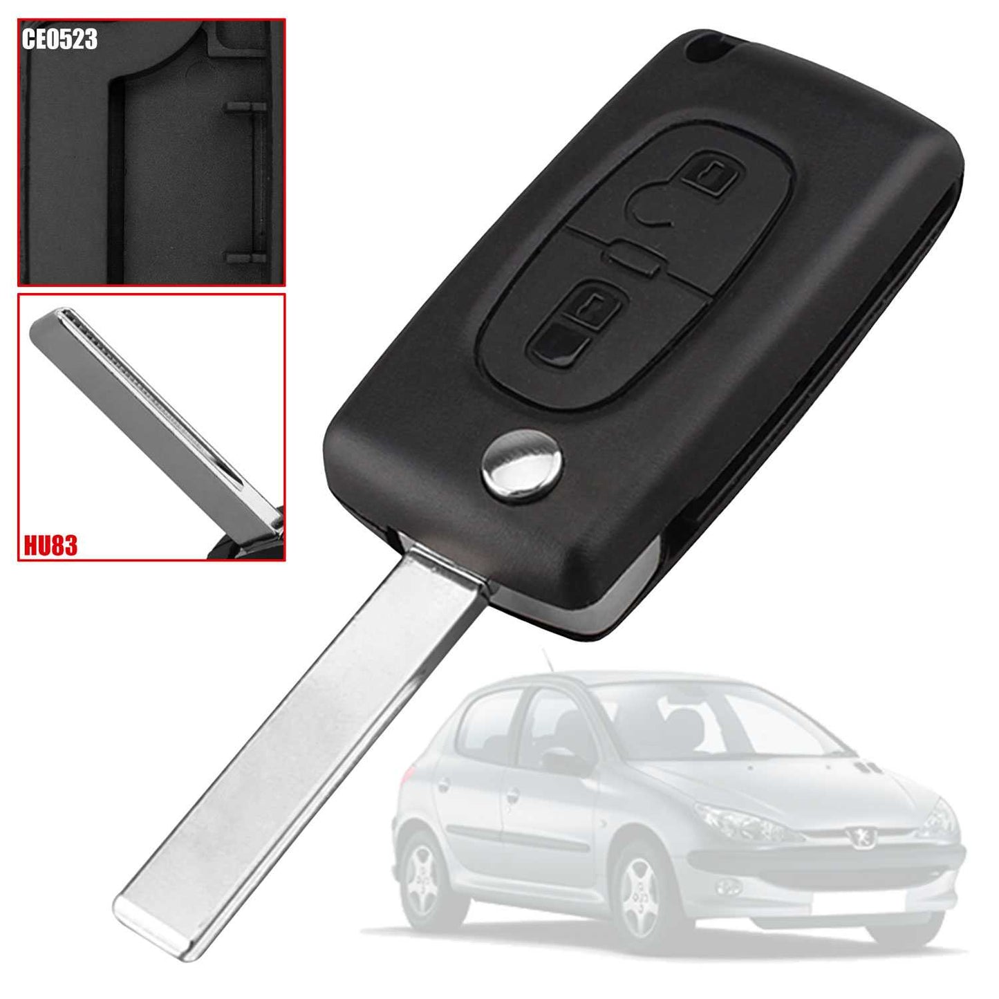 Mando Llave Funda Carcasa CE0523 HU83 Key Case para Peugeot 206 207 306 307 308 407 607 806, Citroen C2 C3 C4 C5 C6