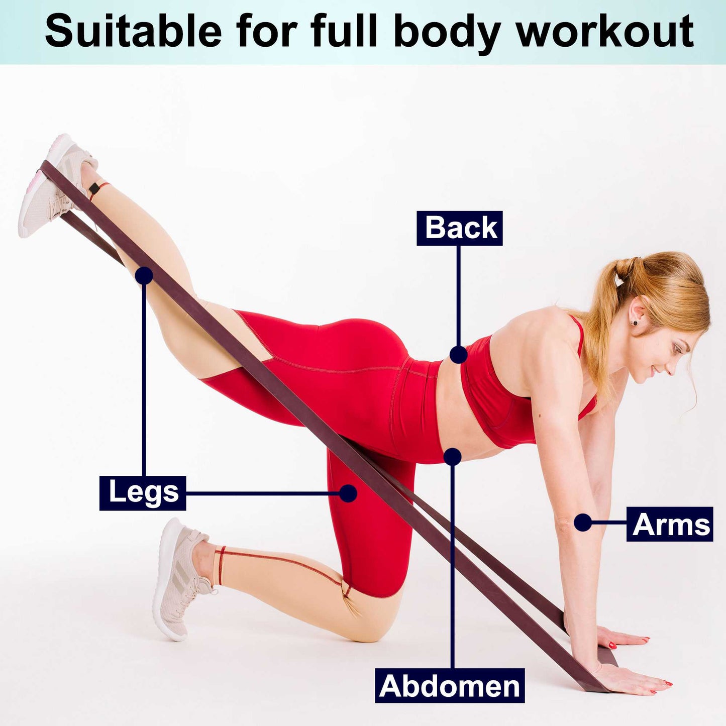 Banda Elastica de Resistencia Goma para Fitness Yoga Fuerza Ejercicio, Nivel de resistencia: 31-68KG / 68-150LB, 65mm, Azul