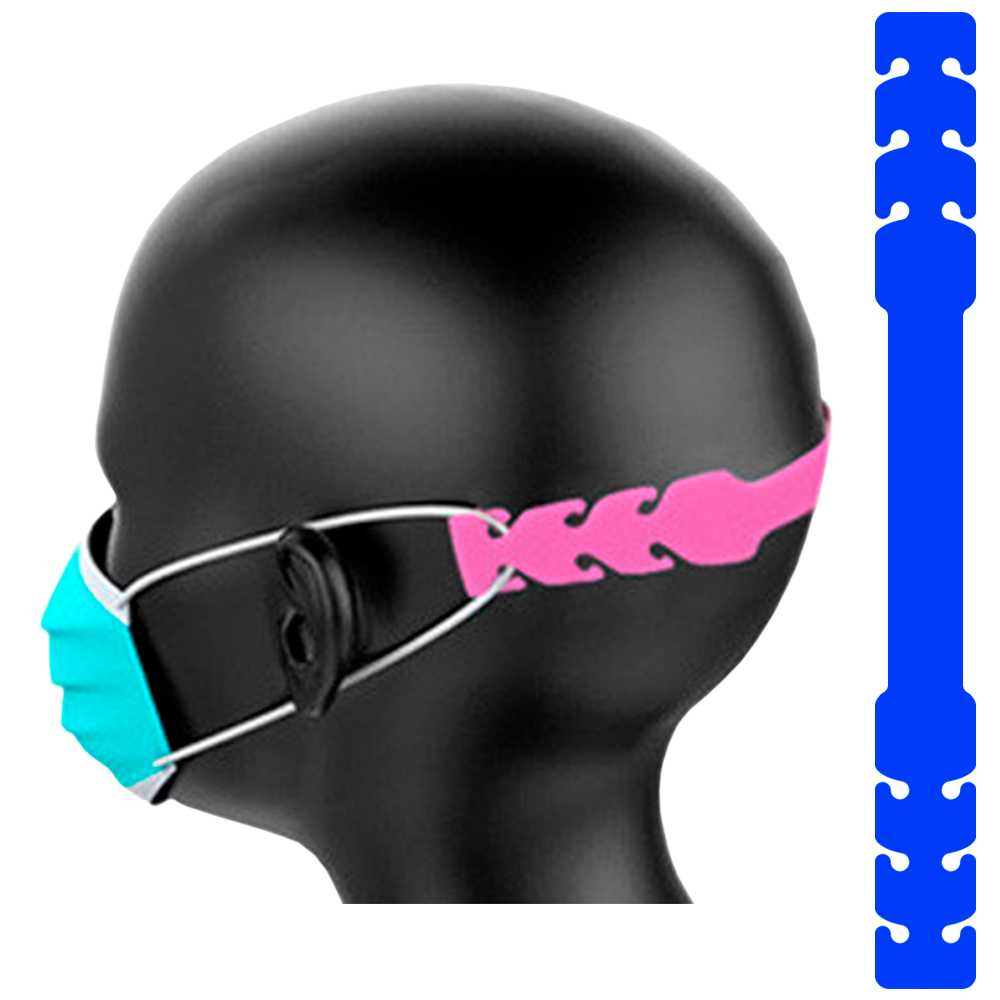 4 Salva Orejas Extensores Elásticos Flexibles Azul para Mascarilla Alargadores Ajustables Antipresión Ganchos de Goma