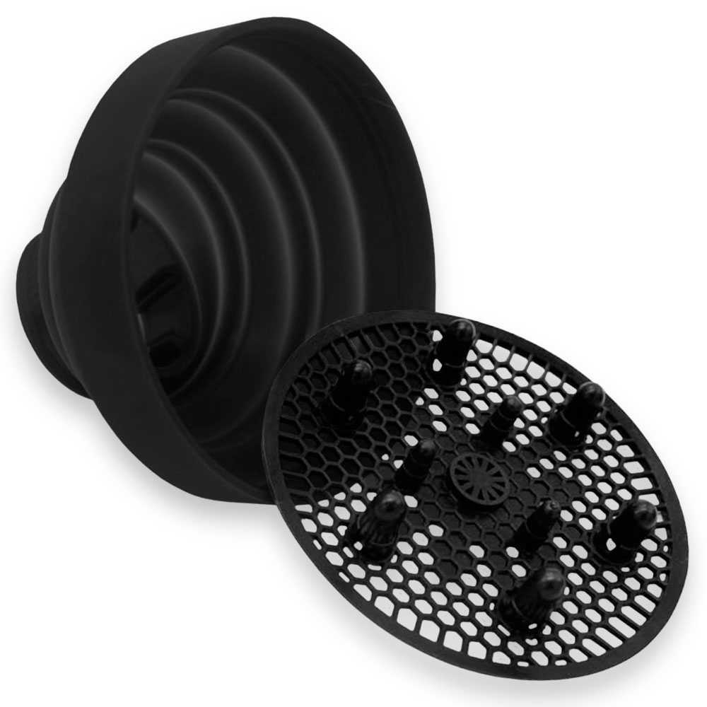 Difusor para Secador de Pelo Negro Accesorio Silicona Goma Flexible Plegable Resistente al Calor Profesional Cabello