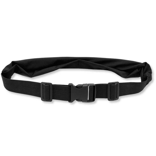 Riñonera Deportiva Doble Bolsillo Negra Bolsa de Deporte Cinta Elástica Hebilla Clip Cintura para Móvil Llaves