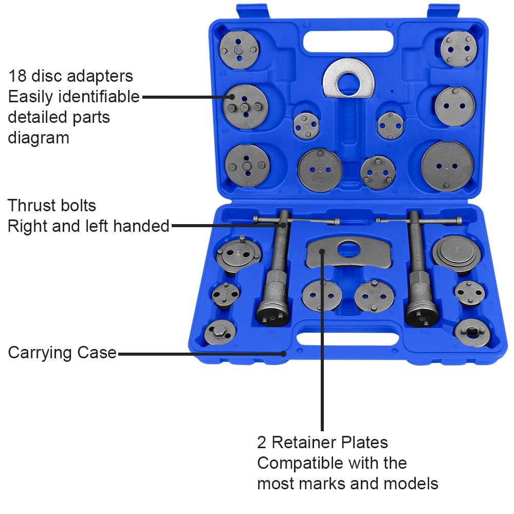 Set 22 Piezas Reposicionador de Pistones Zapatas Pastillas Freno con Maleta Azul Restablecer Reparar Los Frenos Disco