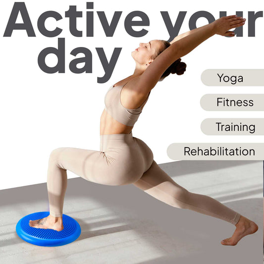 Cojín Hinchable Azul Disco con Bomba Goma PVC para Fitness Yoga Pilates Coordinación Rehabilitación Equilibrio