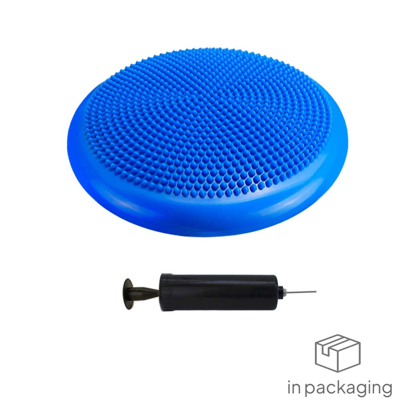 Cojín Hinchable Azul Disco con Bomba Goma PVC para Fitness Yoga Pilates Coordinación Rehabilitación Equilibrio