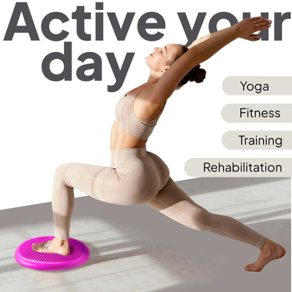 Cojín Hinchable Rosa Disco con Bomba Goma PVC para Fitness Yoga Pilates Coordinación Rehabilitación Equilibrio