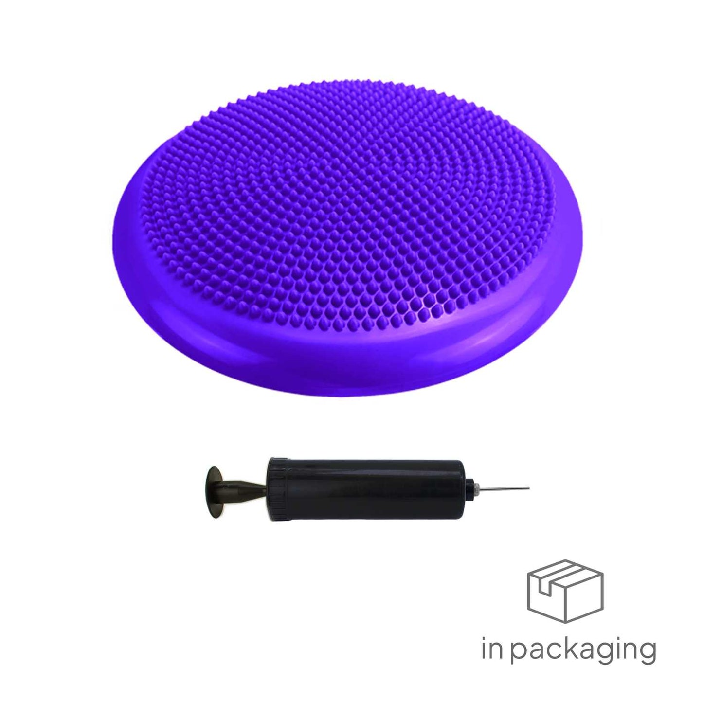 Cojín Hinchable Violeta Disco con Bomba Goma para Fitness Yoga Pilates Coordinación Rehabilitación Equilibrio