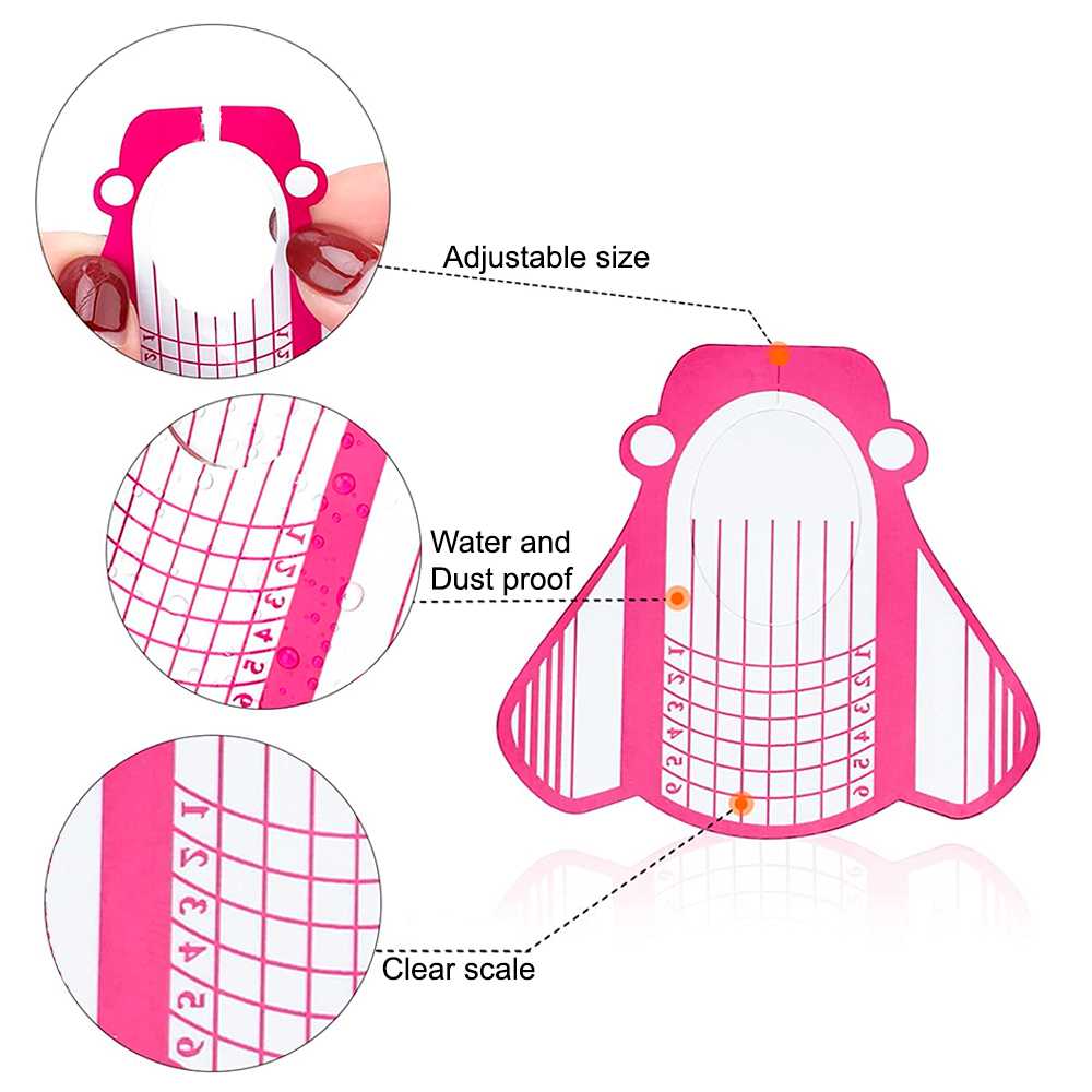 500 Pegatinas Guías Adhesivas Ajustables Plantillas Moldes Papel para Uñas de Gel UV Extensiones Manicura Nail Art