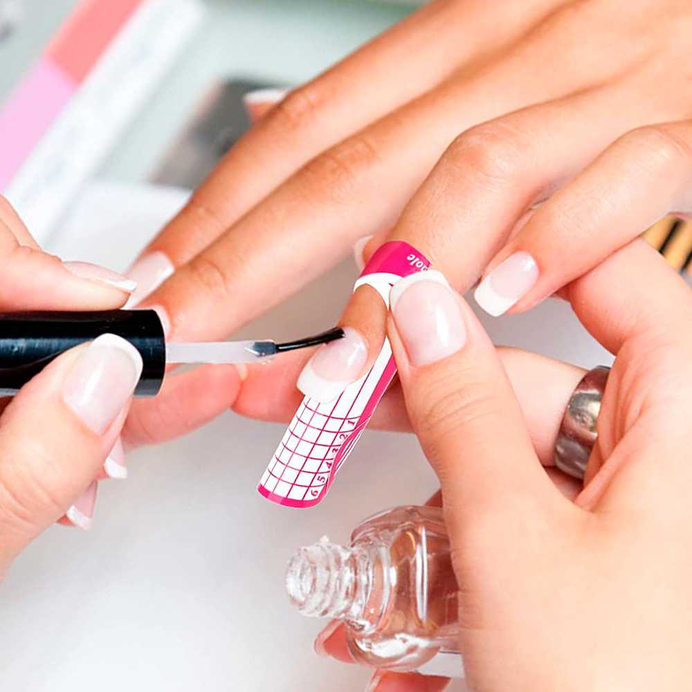 500 Pegatinas Guías Adhesivas Ajustables Plantillas Moldes Papel para Uñas de Gel UV Extensiones Manicura Nail Art