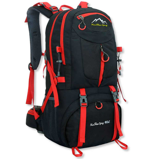 Mochila de Senderismo, 40 Litros, Impermeable y Ligera, Color Negra, Múltiples Bolsillos, ideal para Viaje, Montaña