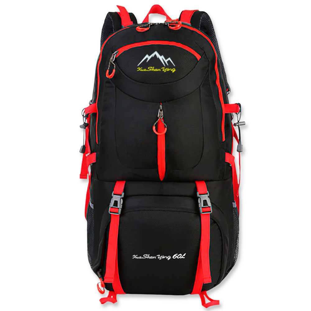 Mochila Impermeable 60 Litros Negra GF80763 Multiples Bolsillos de Senderismo Acampada Montaña para Hombres Mujeres