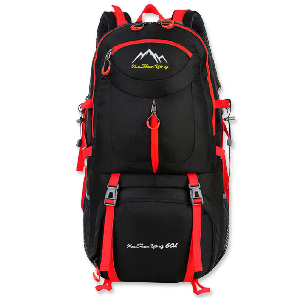 Mochila de Senderismo, 60 Litros, Impermeable y Ligera, Color Negra, Múltiples Bolsillos, ideal para Viaje, Montaña