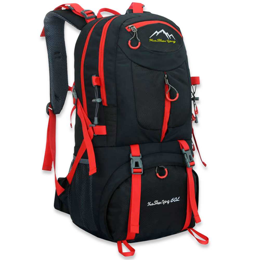 Mochila Impermeable 60 Litros Negra GF80763 Multiples Bolsillos de Senderismo Acampada Montaña para Hombres Mujeres