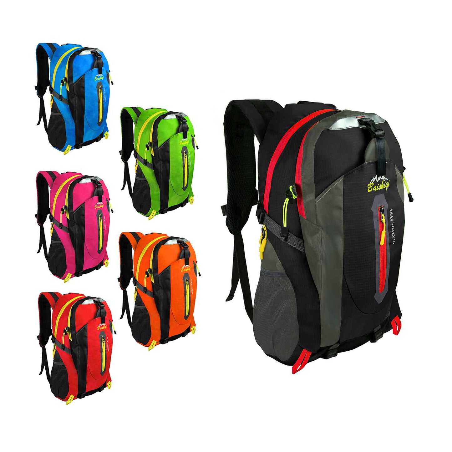 Mochila Impermeable 30 Litros Negra GF80764 Multiples Bolsillos de Senderismo Acampada Montaña para Hombres Mujeres