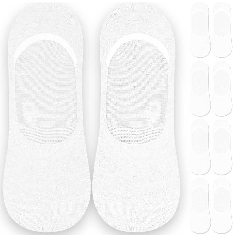 Paquete 5 Pares de Calcetines Invisibles Talla 36-44 Blanco Lisos Hombre Mujer Unisex Suaves Ligeros GF80796