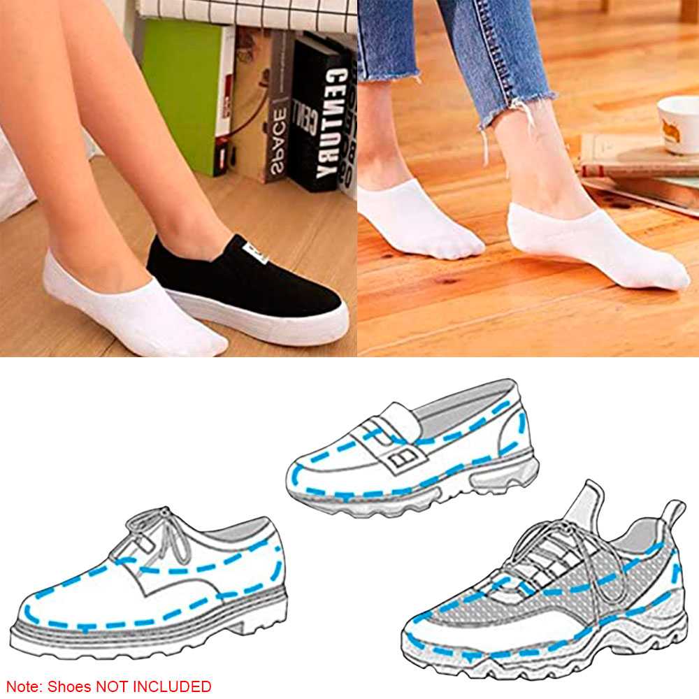 Paquete 5 Pares de Calcetines Invisibles Talla 36-44 GF80801 Blancos Lisos Hombre Mujer Unisex Suaves Ligeros