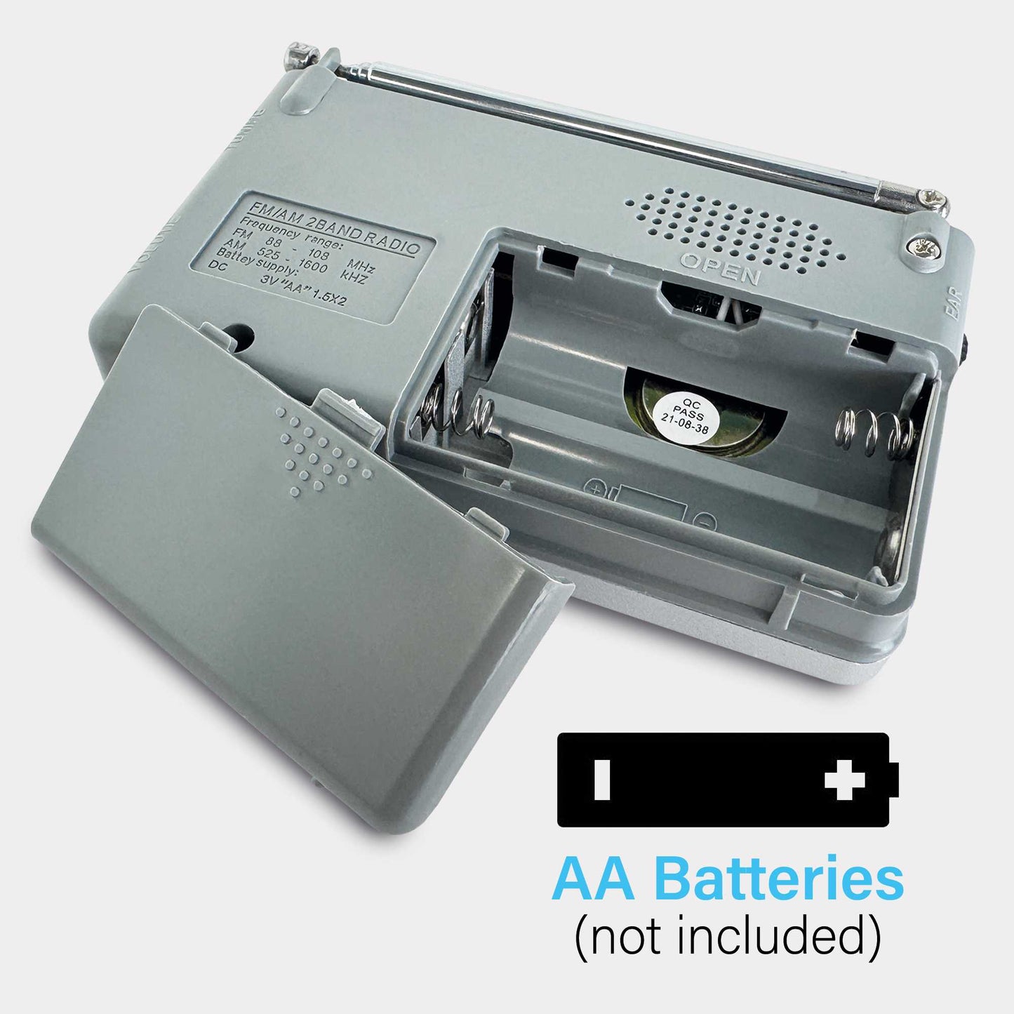 Radio de Mano BC-R2033 Analógica Mini Sintonizador AM/FM Altavoz Integrado Conector para Auriculares Jack 3.5mm