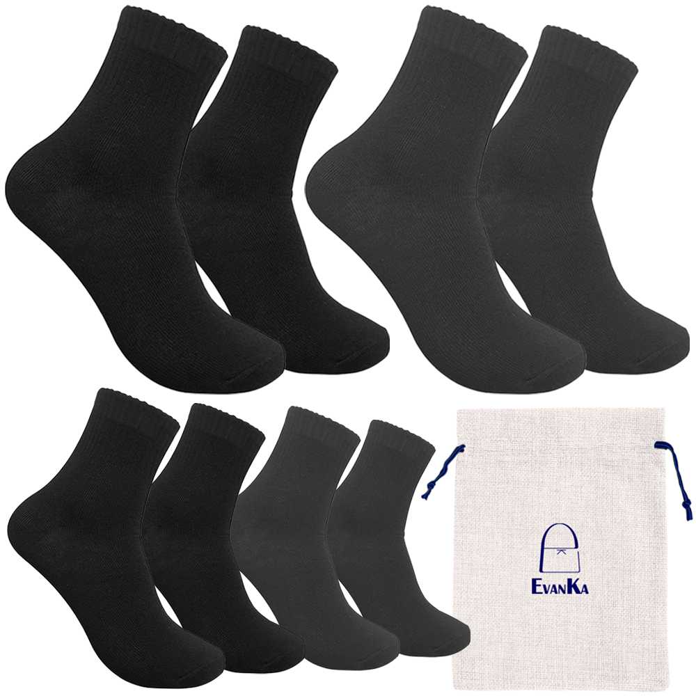 Evanka Paquete 4 Pares de Calcetines Algodón Talla 40-45 Colores Lisos Hombre Mujer Unisex Suaves Elasticos Ligeros